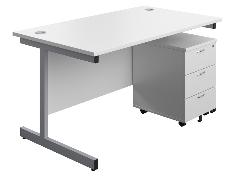 Ashvale Kendall Rectangular Office Desk + Mobile Drawer Pedestal main product photo