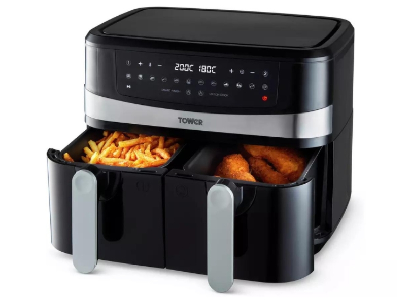 Tower T17088 Vortx 9 Litre Dual Basket Air Fryer - Black main product photo